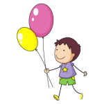 il disegno di un bambino con dei palloncini colorati